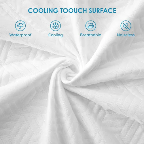 Vista 2 de Cozymaker Protector de colchón 100% impermeable, tamaño individual, funda de colchón refrescante ajustable de 8 a 21 pulgadas, bolsillo profundo