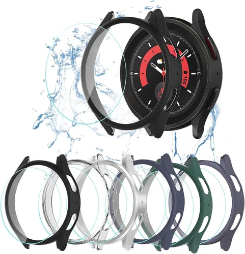 Vista 12 de Paquete de 6 + 6 fundas protectoras de pantalla para Samsung Galaxy FE/Galaxy Watch 5/Galaxy Watch 4 de 1.575 pulgadas, película de vidrio templado