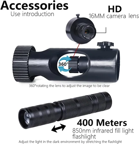 Vista 7 de Monocular de visión nocturna para adultos, pantalla de 4.3 pulgadas, 720P, video/foto, cámara de visión nocturna con linterna infrarroja infrarroja