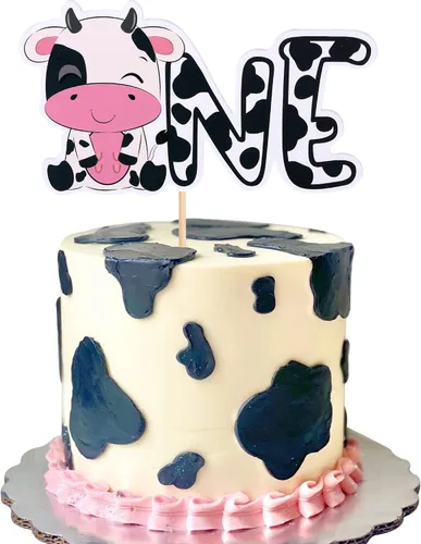 Vista 8 de Rsstarxi Paquete de 36 adornos para cupcakes con diseño de vaca, dos decoraciones para cupcakes de animales de granja con zoom de 2º cumpleaños