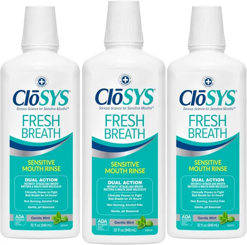 Vista 9 de Enjuague bucal CloSYS, 32 onzas, enjuague bucal para aliento fresco, menta suave, sin alcohol, sin colorantes, enjuague bucal con pH equilibrado