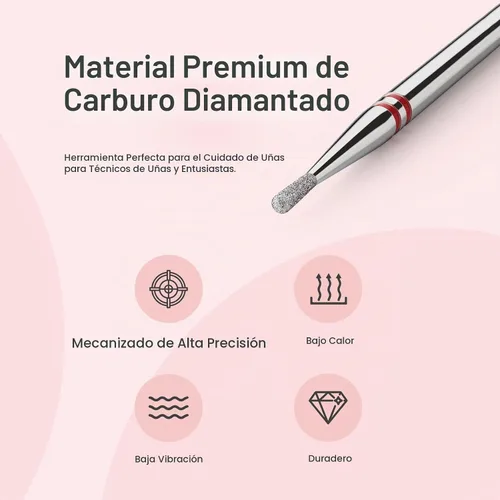 Vista 6 de MelodySusie Broca para uñas de limpieza de cutículas en forma de pera de 1.2mm, 3/32'', Limpiador profesional de carburo diamantado de seguridad