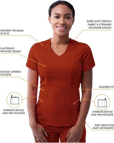 Vista 3 de Adar Pro - Conjunto moderno de ropa quirúrgica atlética para mujer Camiseta quirúrgica moderna con cuello en V y pantalones quirúrgicos de yoga