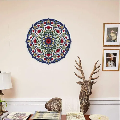 Vista 4 de Platos de cerámica, platos de cerámica decorativos marroquíes, estilo vintage mediterráneo, 7 pulgadas, para comedor, fiestas, bodas, multicolor