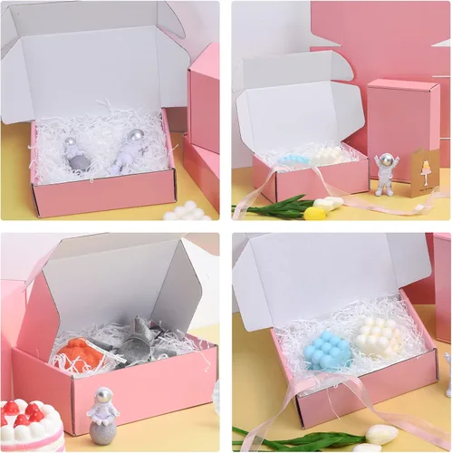 Vista 7 de SNOGSWOG Paquete de 28 cajas de envío rosas de 9 x 6 x 3 pulgadas para pequeñas empresas, caja de regalo de cartón corrugado para correo, envío