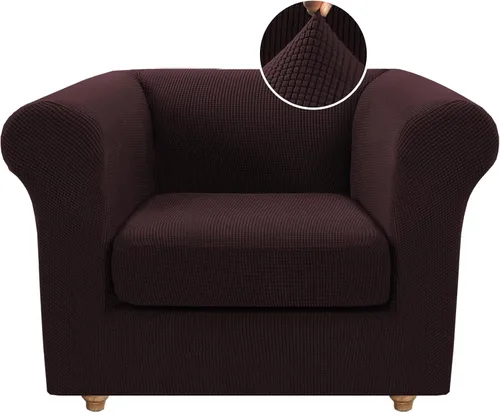 Vista 31 de Funda para silla Chesterfield de 2 piezas para sofá de 1 cojín, fundas para silla de brazo alto, 1 asiento, alta elasticidad, lavable, protector