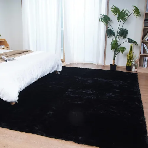 Vista 49 de Ghouse Alfombra ultrasuave de pelo sintético de conejo 2x3, alfombras lavables a máquina para dormitorio, alfombras esponjosas para sala de estar