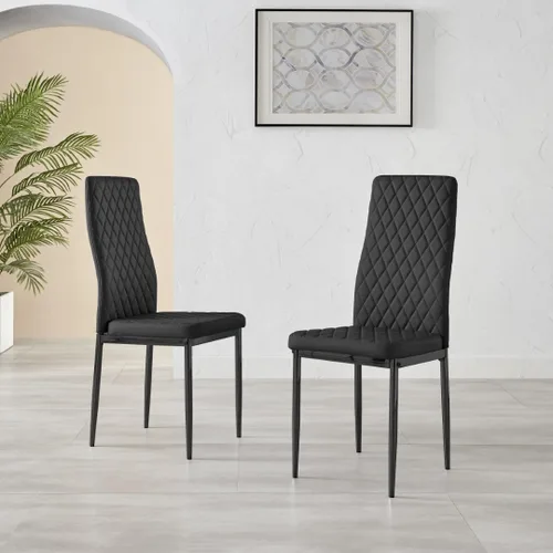 Vista 5 de Furniturebox UK Milan - Juego de 4 sillas de comedor de alta calidad, contemporáneas y lujosas, asientos de comedor de piel sintética de diamante