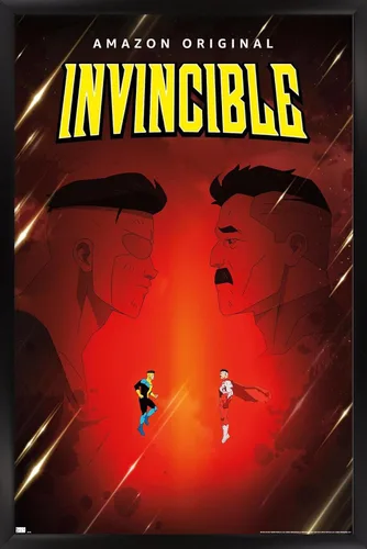 Vista 8 de Invincible - Póster de pared de una hoja de padre e hijo, 22.4 pulgadas de largo x 14.7 pulgadas de ancho, versión enmarcada de madera de granero