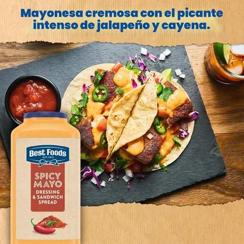 Vista 4 de Best Foods - Jarra picante para aderezo y sándwich de mayo, 1 galón