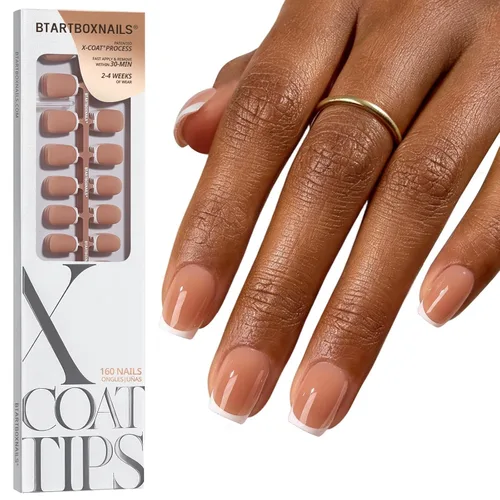 Vista 28 de BTArtboxnails XCOATTIPS White French Tip Press On Nails, XXS Squoval, Pink Lamp-Curable, 4-Week Wear, Natural Nail Look, Salon Quality Value at