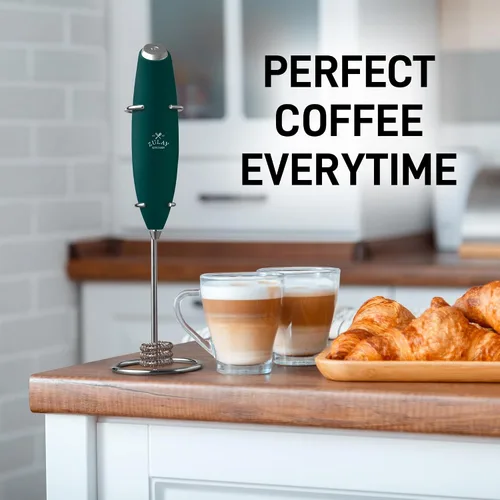 Vista 246 de Zulay Milk Boss Espumador de leche potente manual, hace espuma para latte, batidor para mezclar bebidas, café, miniespumador para capuchino, frappé