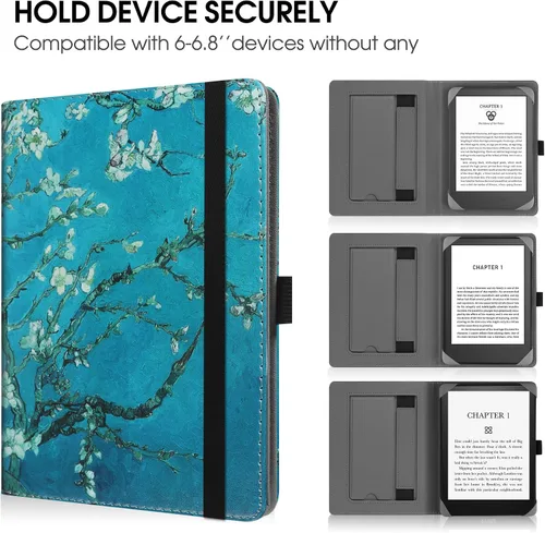 Vista 5 de HGWALP Funda universal para lectores electrónicos de 6-6.8-7 pulgadas, funda Paperwhite con correa de mano compatible con todos los libros