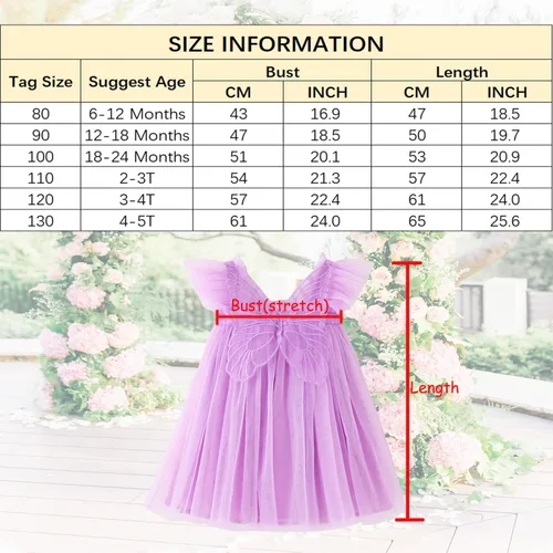 Vista 7 de YETANLID Vestido tutú de tul para niñas pequeñas, estampado de mariposas, talla 6M-5T