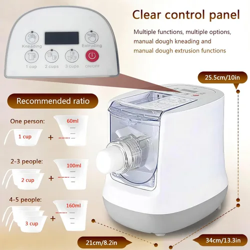 Vista 3 de Máquina eléctrica para hacer pasta, máquina automática para hacer fideos con 13 tipos de moldes de fideos, para espaguetis caseros, fettucina