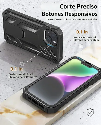 Vista 6 de FNTCASE Funda para iPhone 14 Plus: Cubierta protectora resistente de grado militar para teléfono celular con soporte y protección incorporada