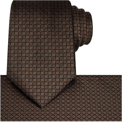Vista 26 de KissTies Mens Checkered Tie Set Solid Color Festive Necktie + Pocket Square