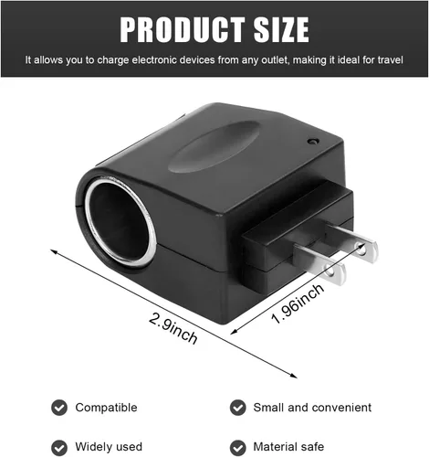 Vista 2 de Convertidor universal de CA a CC, DC 12 V 500 mA para encendedor de cigarrillos de coche, adaptador de enchufe de enchufe de pared para electrónica