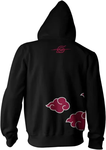 Vista 2 de Ripple Junction Sudaderas con capucha para hombre, Naruto Shippuden, unisex, con cremallera completa, color negro