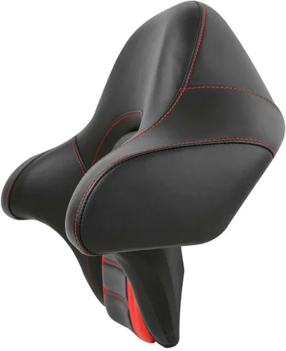 Vista 2 de TCT-MOTORPARTS Respaldo de pasajero envolvente recortado para Harley Touring Road King Road Street Electra Glide 2014-2023 Negro&Rojo Respaldo King