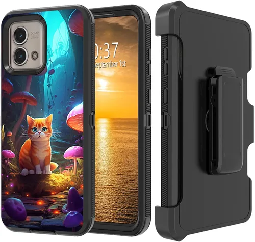 Vista 64 de Funda para Moto G Stylus 5G 2023 con funda de clip para cinturón y soporte, resistente de doble capa, resistente a prueba de golpes, para Motorola