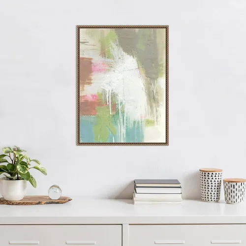 Vista 5 de Amanti Art Framed Canvas Wall Art 24x18 Retro Splash I by Jennifer Goldberger, Framed Wall Art Canvas, Abstract Artwork, Traditional Decor, Medium