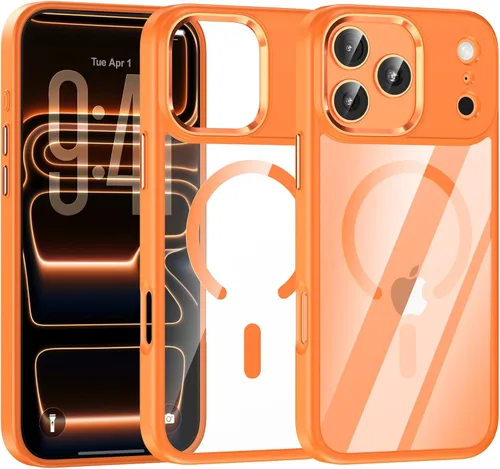 Vista 10 de Funda magnética para iPhone 13, compatible con MagSafe, protección de grado militar, parte trasera dura transparente y marco de TPU suave, funda