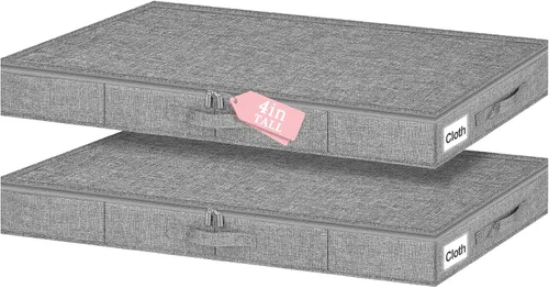 Vista 11 de Bolsas de Almacenamiento Debajo de la Cama con Cremallera, Contenedores de Almacenamiento Debajo de la Cama de 7 Pulgadas de Altura con Lados