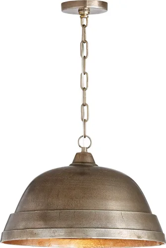 Vista 11 de Capital Lighting 330311XB Sedona - Colgante de cúpula de metal industrial de aluminio fundido en arena hecho a mano, 1 luz de 100 vatios, 12 Latón