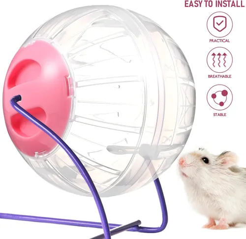 Vista 6 de POPETPOP 2 juguetes de hámster, pelota de ejercicio transparente, rueda de hámster para hámsteres enanos, mascotas pequeñas, correr para aumentar
