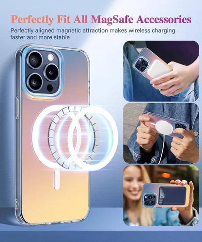Vista 3 de CAPRARO Funda magnética compatible con iPhone 15 Pro Max, protección completa de la cámara [compatible con magnético] [no amarillento] galvanizado a