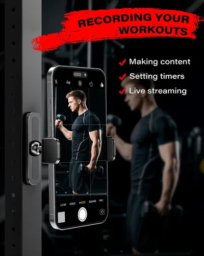 Vista 3 de APPS2Car [Paquete de 2] Soporte magnético para teléfono de gimnasio, ajustable en 360°, compatible con teléfonos inteligentes de 4.7 a 6.5 pulgadas