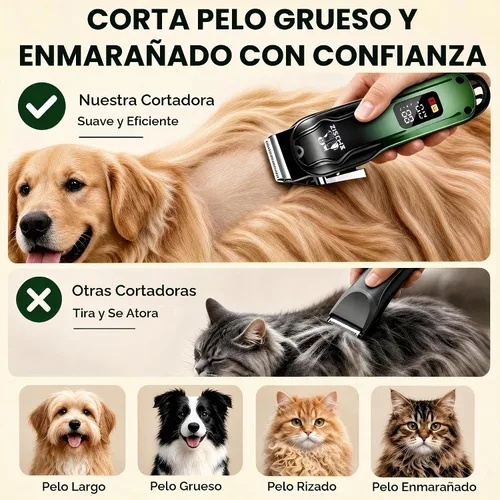 Vista 4 de Kit de aseo para perros, cortaúñas inalámbricas para perros y gatos Verde