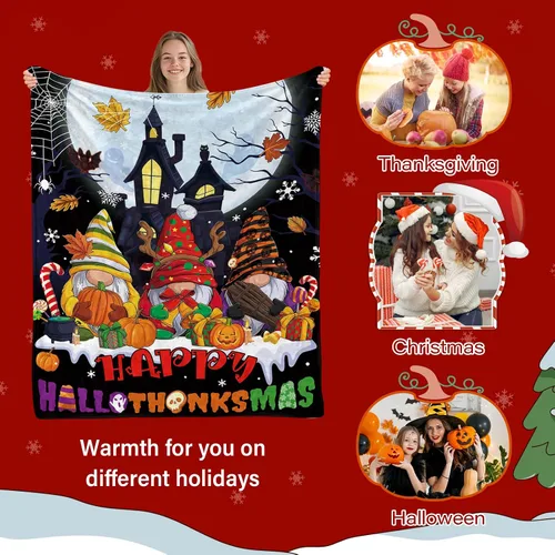 Vista 8 de Manta de Navidad de Wazzio, manta navideña para sofá, cama, habitación, regalos de Navidad para mujeres, hombres, hija, hijo, regalos para Acción