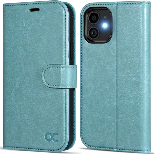 Vista 10 de OCASE Compatible con iPhone 12 Case/Compatible con iPhone 12 Pro Wallet Case, funda tipo cartera de piel sintética con tapa y tarjeteros con bloqueo