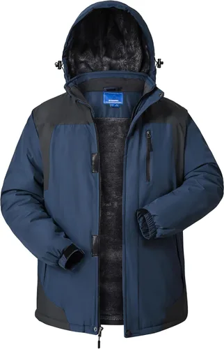 Vista 11 de Chaquetas de invierno para hombre, abrigos de esquí cálidos impermeables con capucha para clima frío