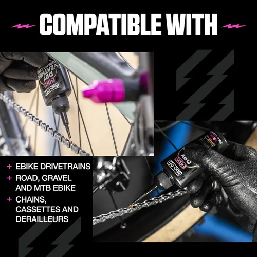Vista 4 de Muc-Off eBike - Lubricante de cadena seca, 1.7 onzas líquidas, lubricante para bicicleta, aceite de cadena de bicicleta, cera de cadena