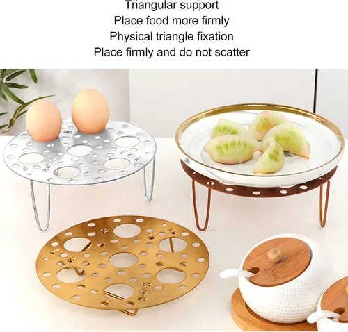 Vista 6 de Steaming Rack 304 Stainless Steel Foldable Tray with 3 Supports Cooking (Original Color)