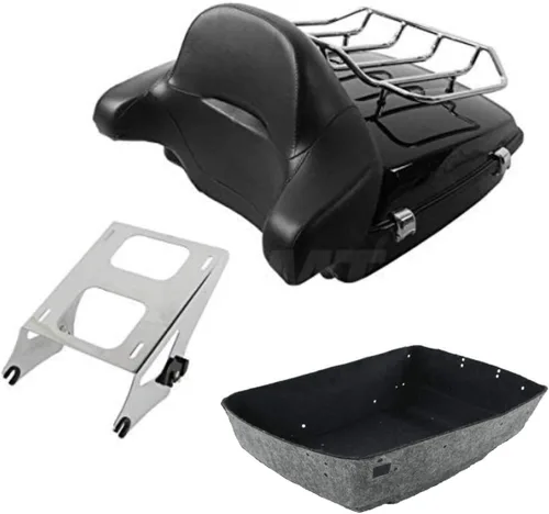 Vista 11 de TCT-MOTORPARTS Maletero y respaldo negro mate cortado para Harley Touring Electra Street CVO Road King Glide 2014-2025