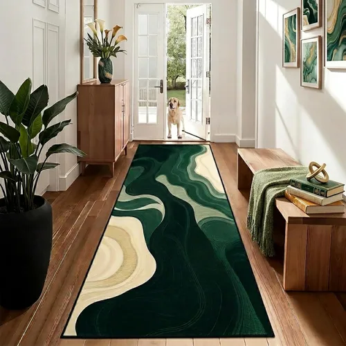 Vista 11 de Alfombra de entrada lavable verde de 2 x 3 pies, alfombra decorativa de mármol abstracto, alfombra pequeña antideslizante para puerta de entrada