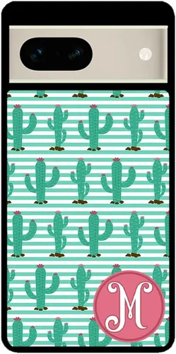 Vista 2 de Desert Cactus Plant - Funda de goma negra con inicial personalizada compatible con Google Pixel 10, 10 Pro, 10 Pro XL, 9a, 9 Pro, Pixel 9, Pixel 9