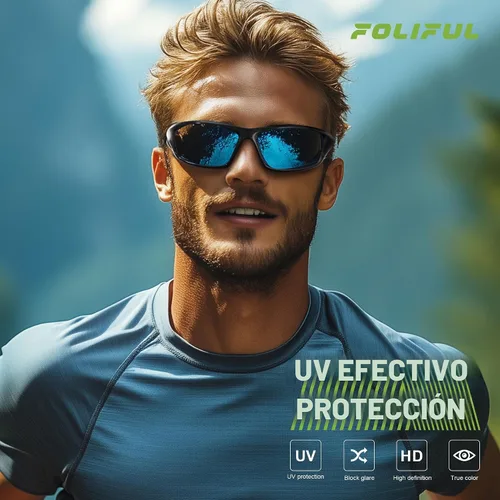 Vista 3 de Paquete de 3 lentes de sol deportivos polarizados para hombres, gafas de sol masculinas envolventes con protección UV para ciclismo, pesca