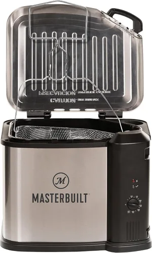 Vista 2 de Masterbuilt Freidora eléctrica de pavo 3 en 1 XL de 10 litros más combinación de caldera y vaporera con cesta de drenaje y cable de seguridad