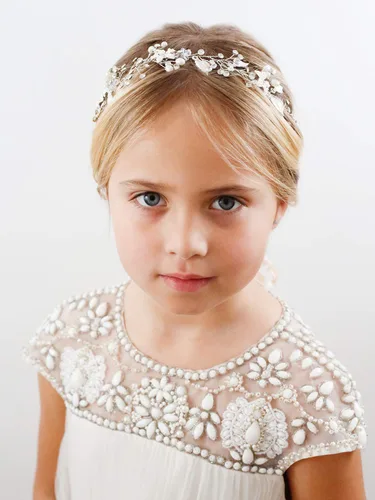 Vista 2 de SWEETV 2 diademas de boda plateadas para niñas, accesorios para el cabello de cristal de princesa para fiesta de cumpleaños, primera comunión