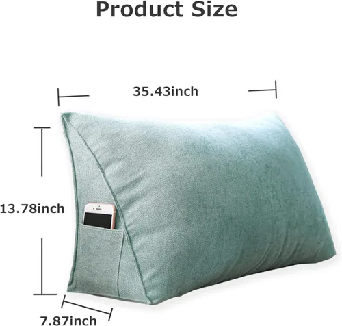 Vista 9 de Almohada de cabecera con protección de cintura, almohada de lectura, almohada triangular de cuña, cojín de espalda larga con funda extraíble
