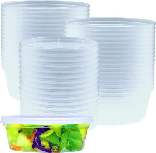 Vista 11 de Green Direct Contenedores de delicatessen con tapas, combo de almuerzo de plástico desechable 60 juegos, 20 8 onzas y 20 16 onzas y 20 32 oz.