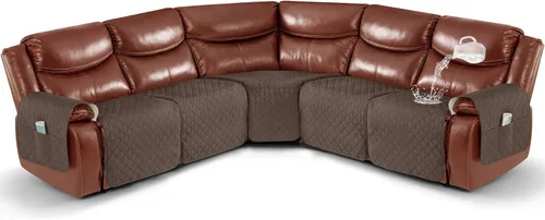 Vista 9 de Ruaozz Fundas de Sofá Seccional Reclinable Extra Grandes Impermeables Funda de Sofá para Sofá Reclinable en Forma de L de 5 Asientos Fundas de Sofá