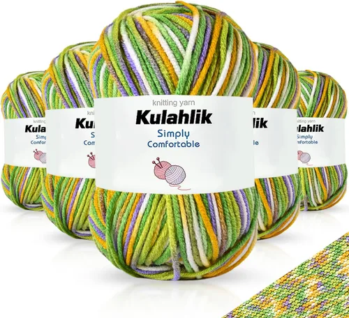 Vista 114 de 50g (1x50g) Hilo Acrílico para Crochet y Tejido, Hilo Degradado Colorido, 1 Rollo de Madejas, Hilo Acrílico Multicolor, Perfecto para Proyectos