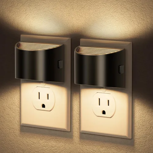 Vista 14 de JandCase Luz nocturna, luces nocturnas automáticas enchufables a la pared, paquete de 2 luces nocturnas modernas con sensor de luz automática, luz