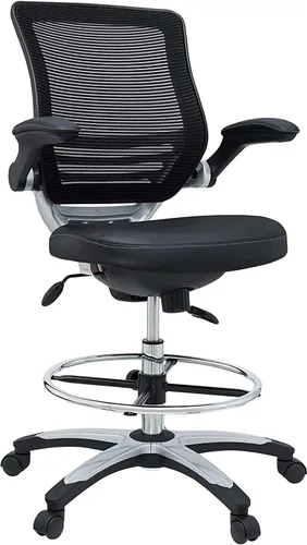 Vista 6 de Modway EEI-211-BRN Edge Drafting Chair - Silla de recepción - Silla de dibujo con brazo abatible en color marrón